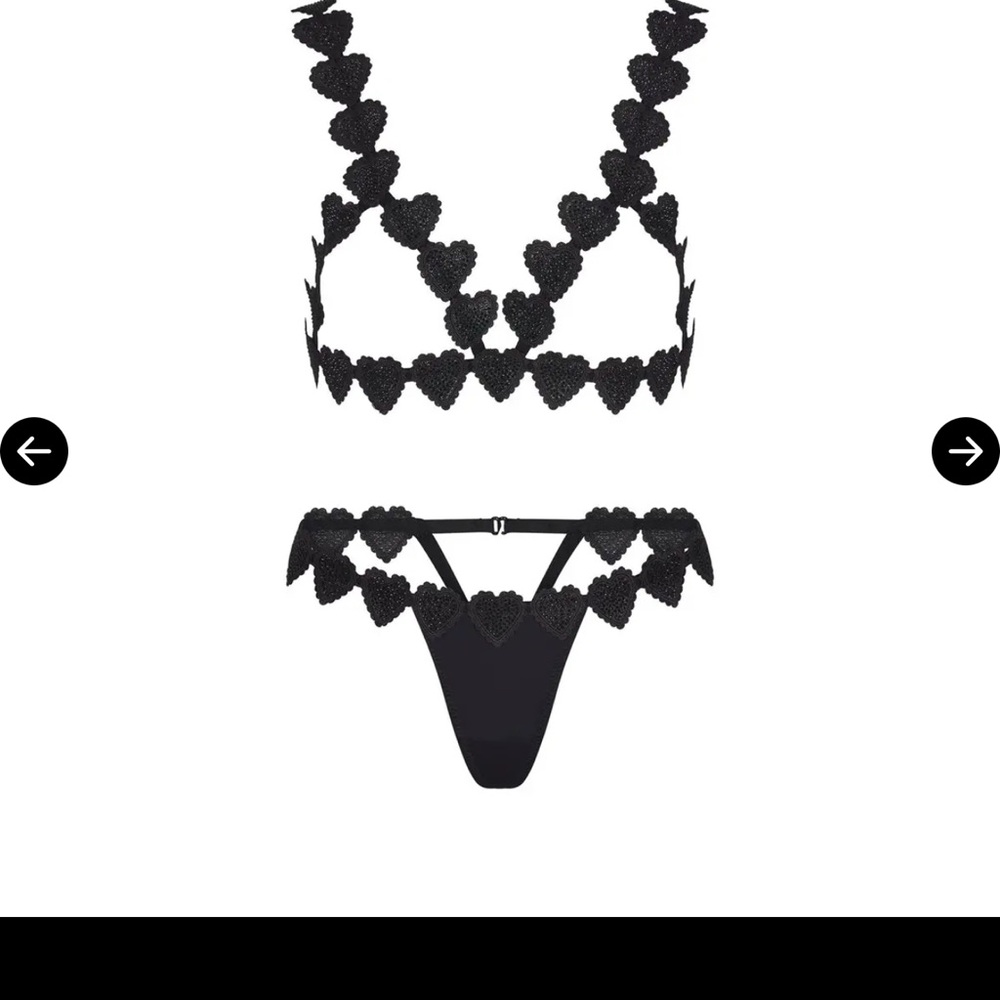 SKIMS Black Rhinestone Bralette and Thong Set